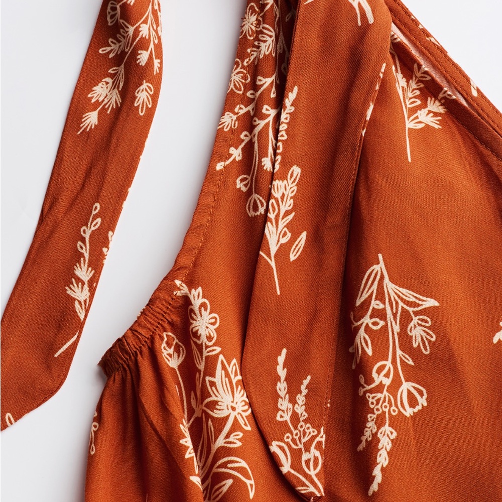 Floral One-Shoulder Dress in Orange - Picture 5 of 11